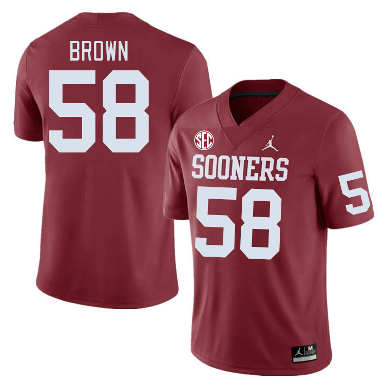 Men #58 Spencer Brown Oklahoma Sooners 2024 SEC Conference College Football Jerseys-Crimson